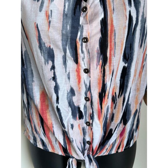 NEW Parallel Skies Striped Button Front Knotted Top - Picture 12 of 12